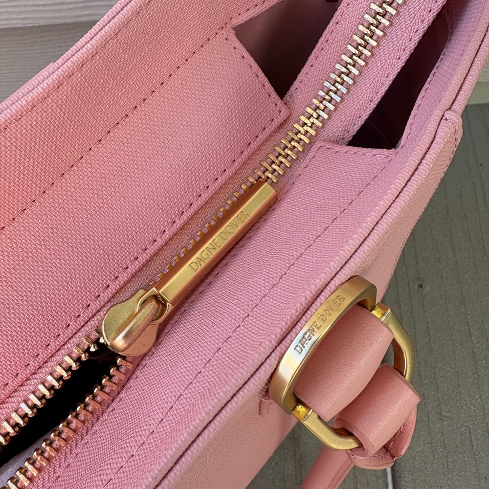 Dagne Dover Pink Tote with Gold Hardware - Picture 3 of 6